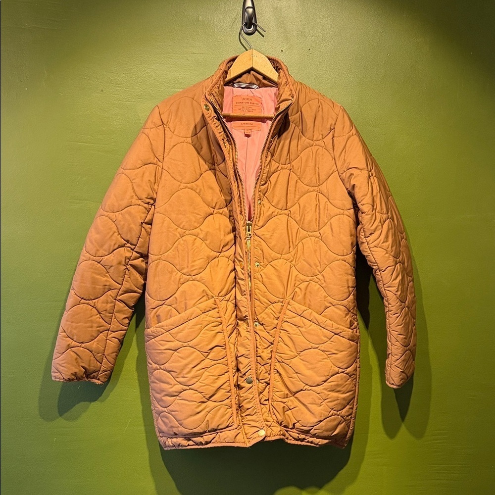 J. Crew Women's Signature Puffer Quilted Jacket - Orange Medium Tall